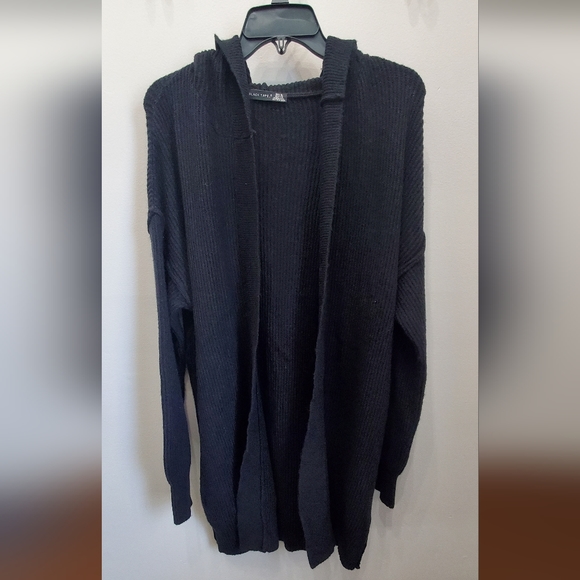 Long Black Hooded Cardigan - Picture 3 of 5